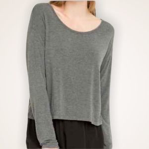 BRANDY MELVILLE One Size Soft Boxy Long Sleeve Gray Tee